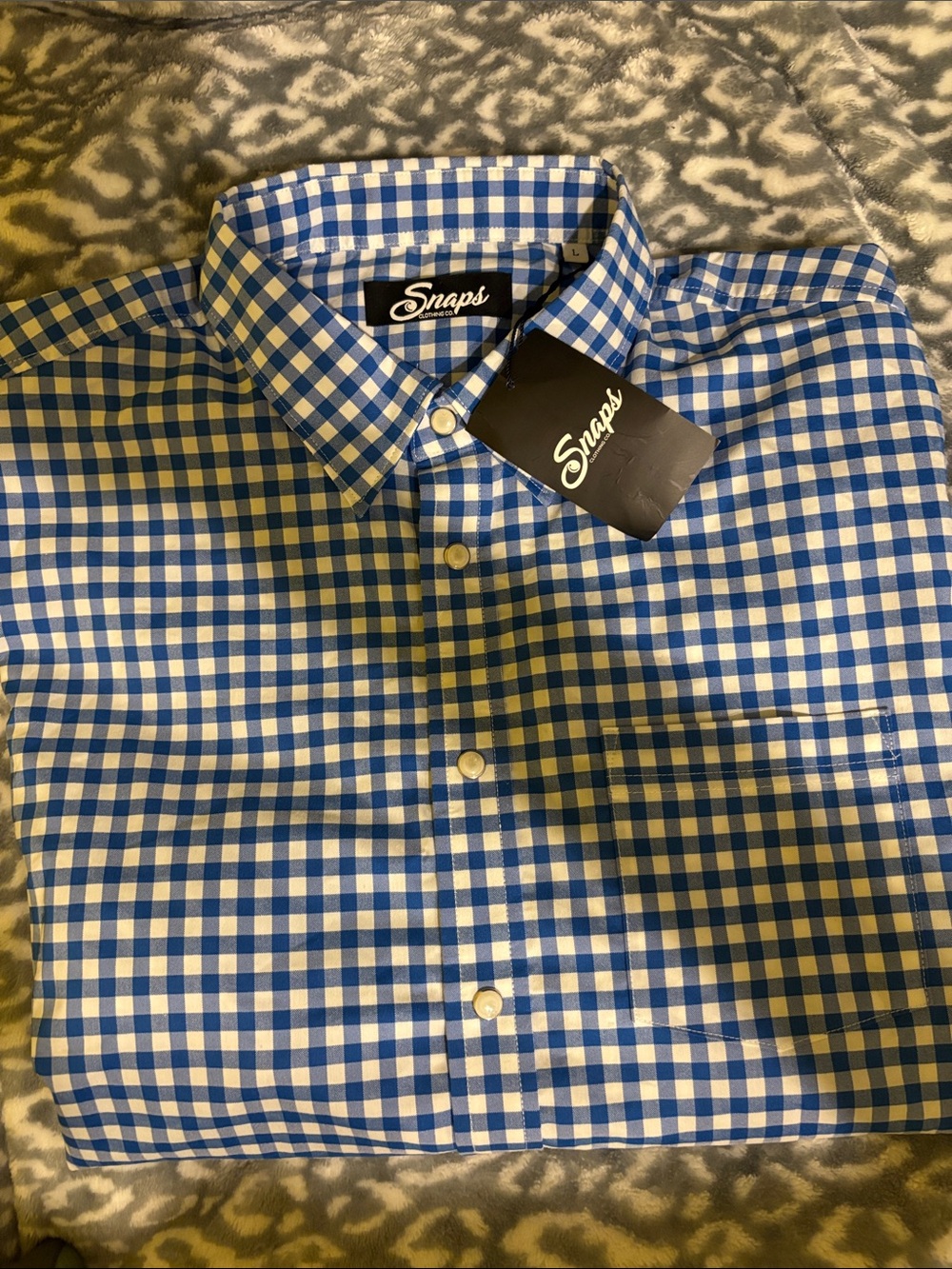 Snaps Clothing Co Blue and White Button-Down Shirt